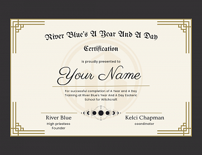 River Blues A Year And A Day certificate of completion